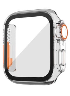 Apple Watch Series 7/8/9 45mm Case with Tempered Glass Screen Protector, Unique Design Hard PC Waterproof Cover, Rugged Bumper Full Coverage Accessories for iWatch 7/8/9 45mm（Clear)