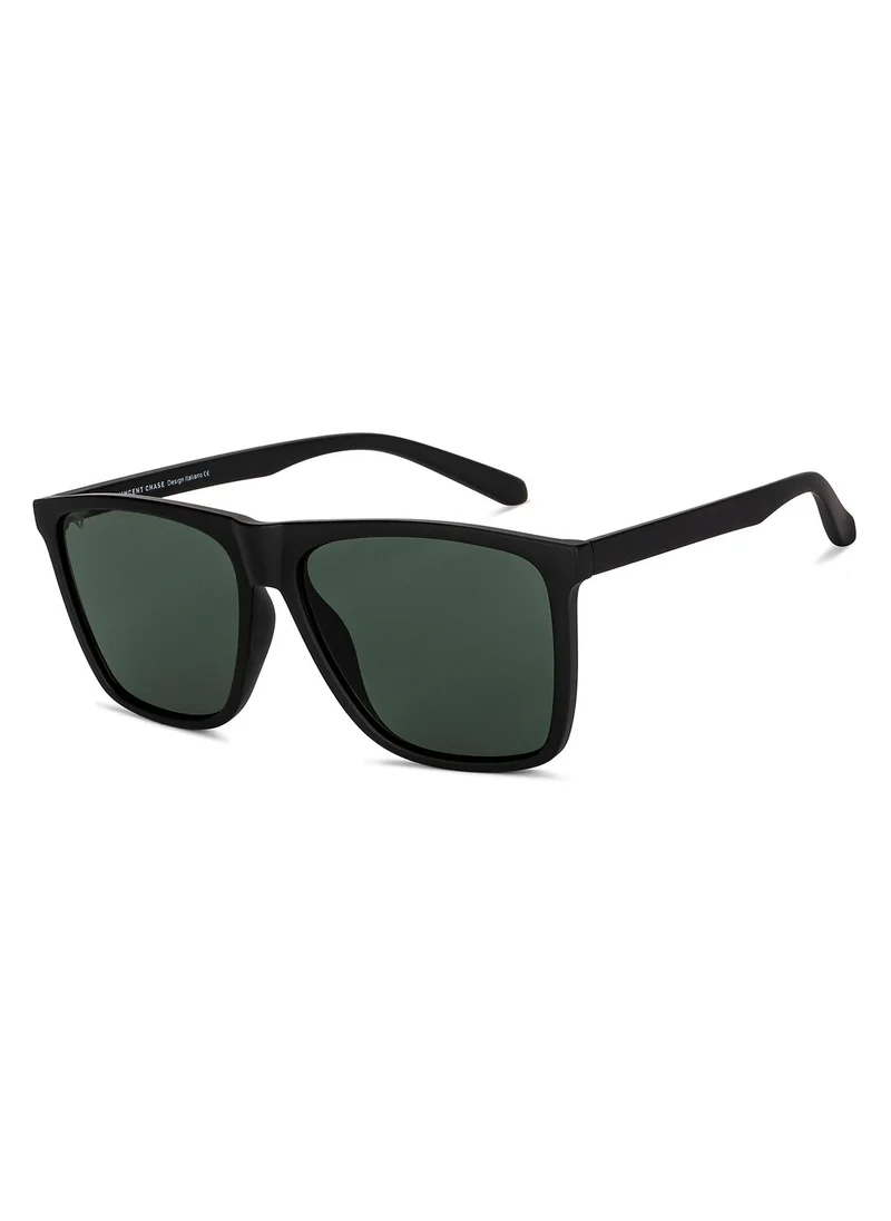 VINCENT CHASE VINCENT CHASE EYEWEAR ATHLEISURE By Lenskart | Full Rim Square Branded Latest and Stylish Sunglasses | Polarized and 100% UV Protected | For Men & Women | Large | VC S14525 Green - Pack of 1