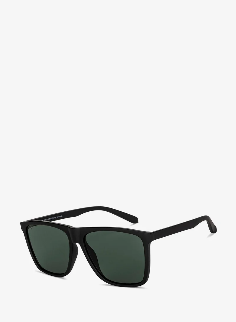 VINCENT CHASE Vincent Chase By Lenskart | Full Rim Square Branded Latest and Stylish Sunglasses | Polarized and 100% UV Protected | For Men & Women | Large | VC S14525 Green - Pack of 1