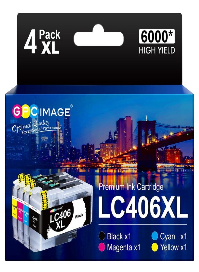 جي بي سي إيمدج خرطوشة حبر GPC Image LC406XL LC406 XL لطابعات Brother، خرطوشة حبر Brother LC406 عالية الإنتاجية، للاستخدام مع طابعات MFC-J4535DW وMFC-J4335DW وMFC-J5855DW وMFC-J6555DW (عبوة من 4 خراطيش) - Image 1