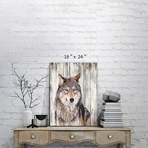 Hardy Gallery Gray Wolf Wall Art Print: Wild Animal Artwork Painting Picture on Canvas for Living Room Decor (24'' x 18'') - Image 2