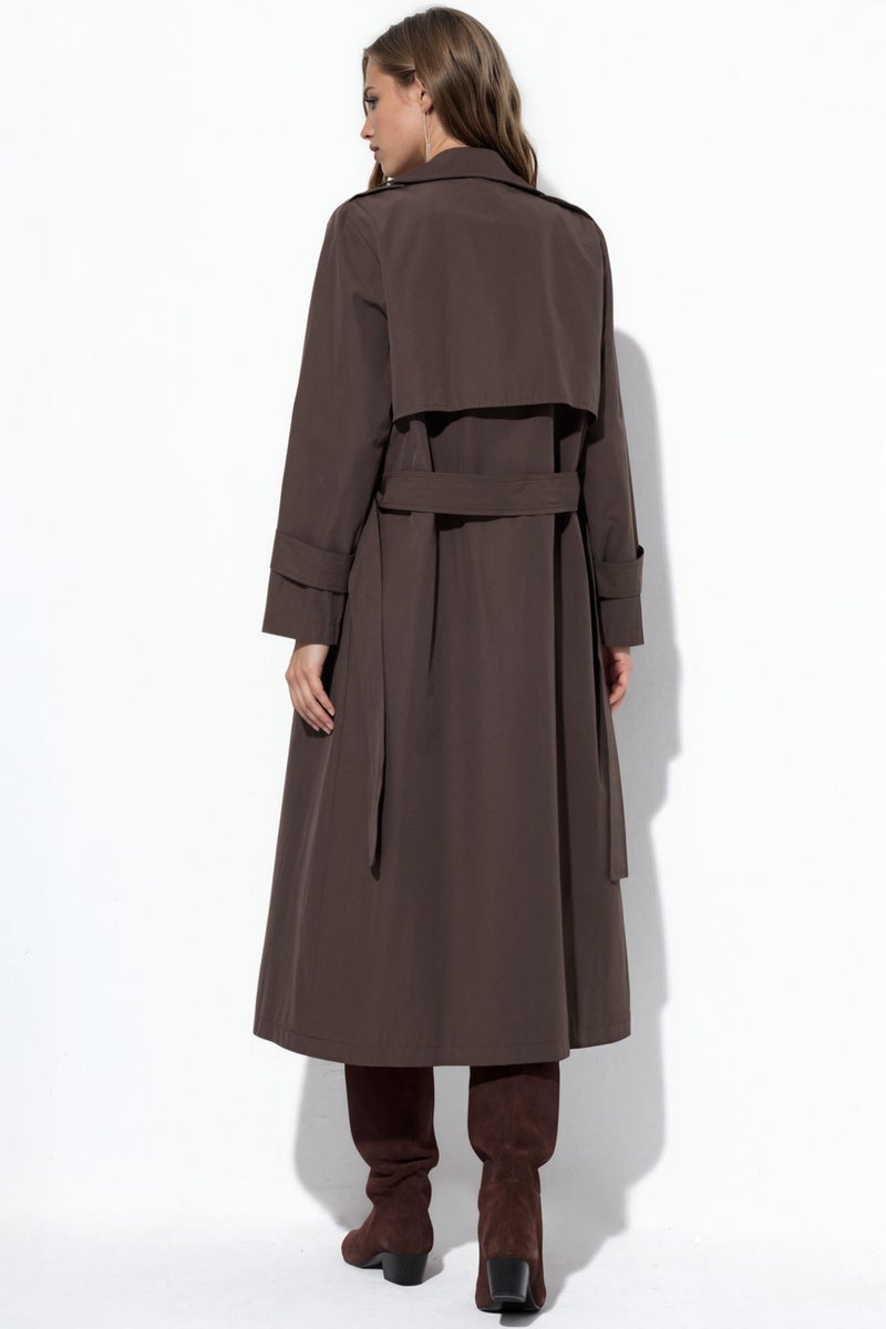 HICCUP Double-Breasted Belted Long Trench Coat - Image 3