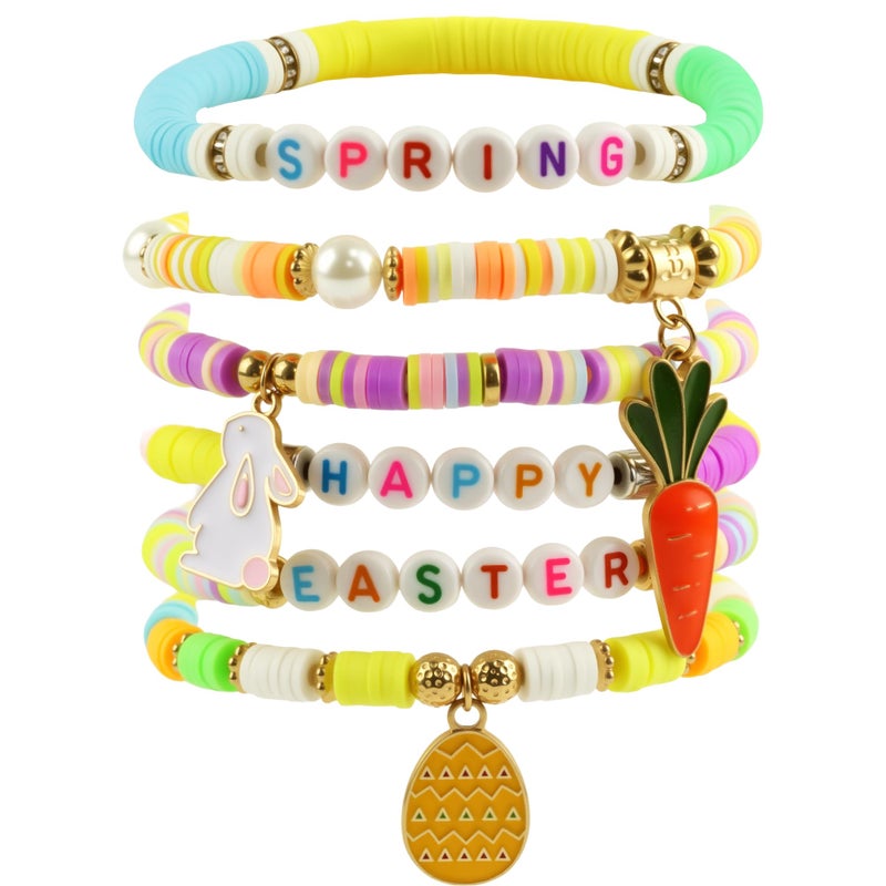 OHOME Easter Basket Stuffers for Teens - 6 Pack Bracelets for Women -Bunny Egg Gifts for Adults Kids Girls - Easter Dresses Outfit Shirts | Bunny Egg Fillers Decorations Decor Party Supplies - Image 1