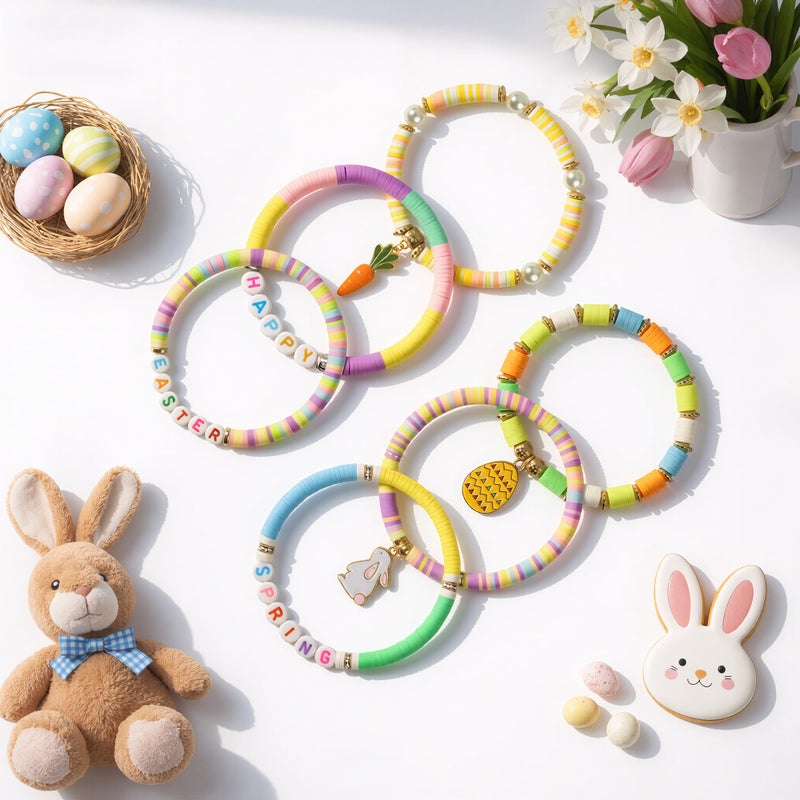 OHOME Easter Basket Stuffers for Teens - 6 Pack Bracelets for Women -Bunny Egg Gifts for Adults Kids Girls - Easter Dresses Outfit Shirts | Bunny Egg Fillers Decorations Decor Party Supplies - Image 4