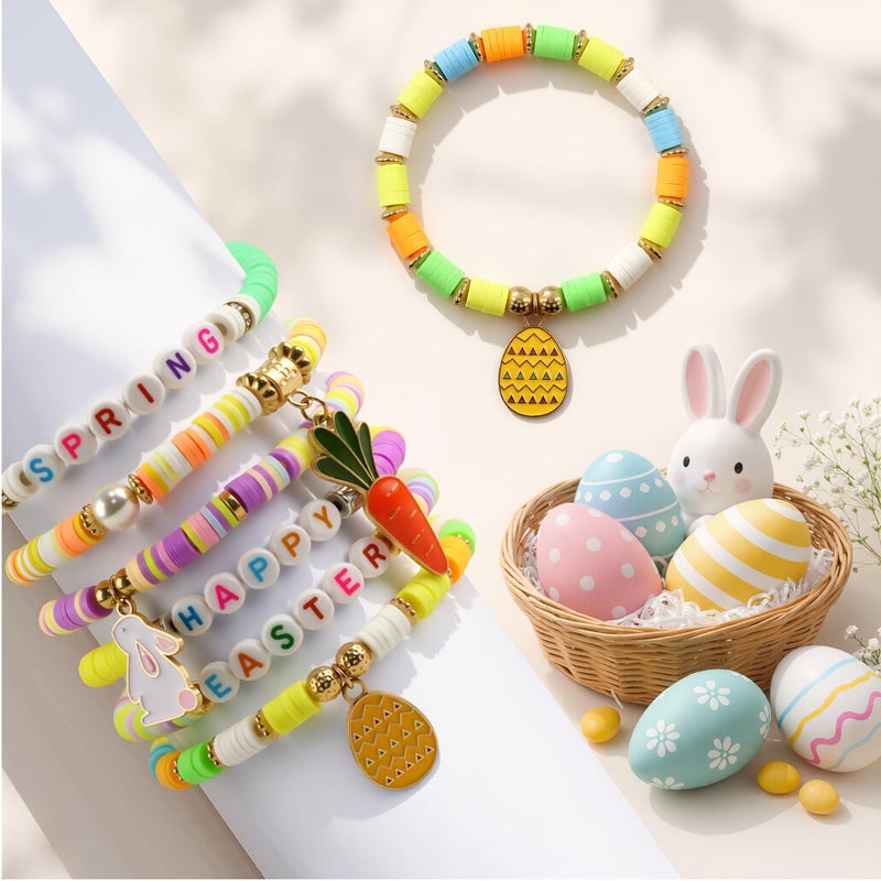 OHOME Easter Basket Stuffers for Teens - 6 Pack Bracelets for Women -Bunny Egg Gifts for Adults Kids Girls - Easter Dresses Outfit Shirts | Bunny Egg Fillers Decorations Decor Party Supplies - Image 2
