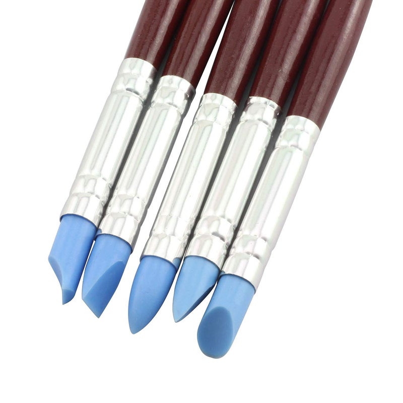 Tegg Clay Sculpting Tool 5PCS 5 Size Rubber Tip Silicon Brushes Pottery Clay Pen Shaping Carving Tools - Image 3