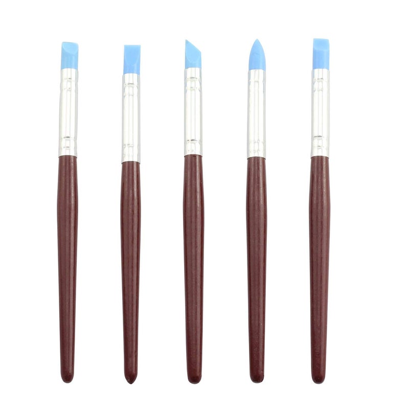 Tegg Clay Sculpting Tool 5PCS 5 Size Rubber Tip Silicon Brushes Pottery Clay Pen Shaping Carving Tools - Image 1