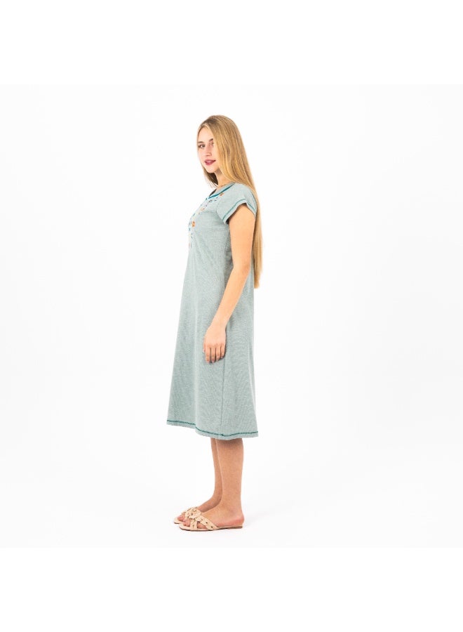 zecotex  Summer Short Dress | Embroidered Mini Dress | Elegant Half Sleeves | Cotton Fabric | Lightweight & Comfortable Women's Loungewear  - Image 3