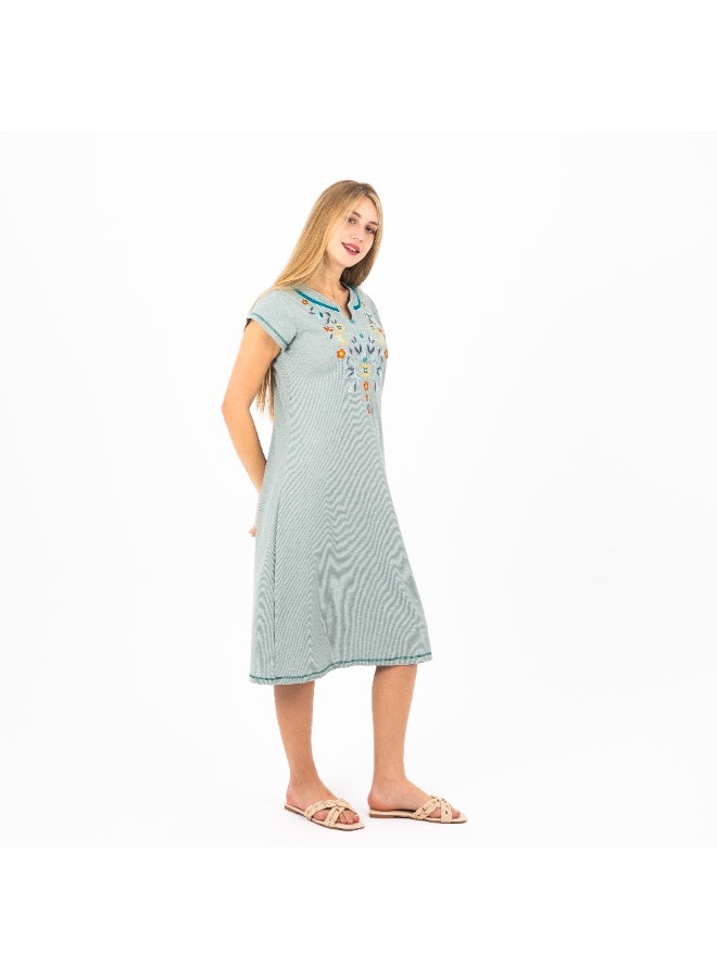 zecotex  Summer Short Dress | Embroidered Mini Dress | Elegant Half Sleeves | Cotton Fabric | Lightweight & Comfortable Women's Loungewear  - Image 4