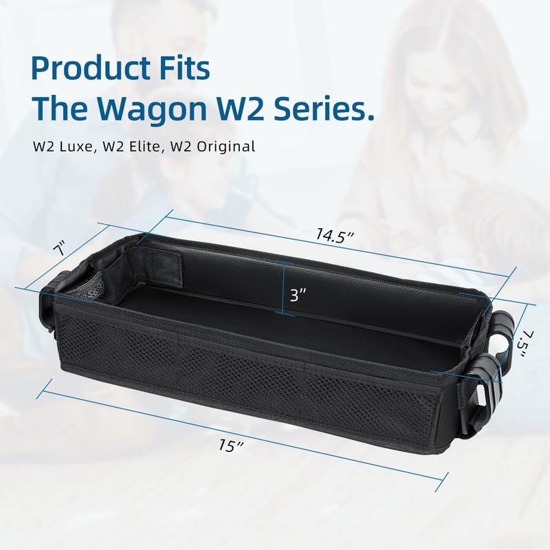 Redcoutt Stroller Snack Tray Compatible with Wonderfold Wagon - Upgraded with Extra Thick Base, Waterproof Faux Leather Sides & Side Mesh Pockets for Added Durability (W2 Series Thickened) - Image 4