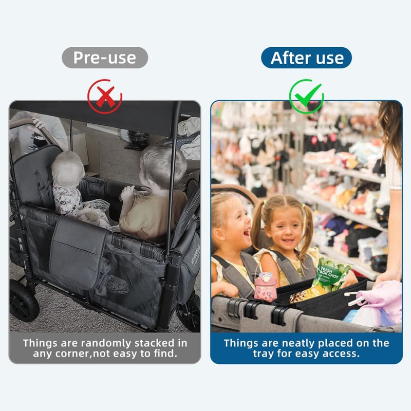 Redcoutt Stroller Snack Tray Compatible with Wonderfold Wagon - Upgraded with Extra Thick Base, Waterproof Faux Leather Sides & Side Mesh Pockets for Added Durability (W2 Series Thickened) - Image 5