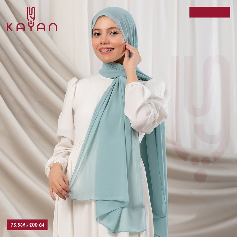 كايان طرحة طويلة سادة شيفون بتصميم مميز - متعدد الألوان - Image 2