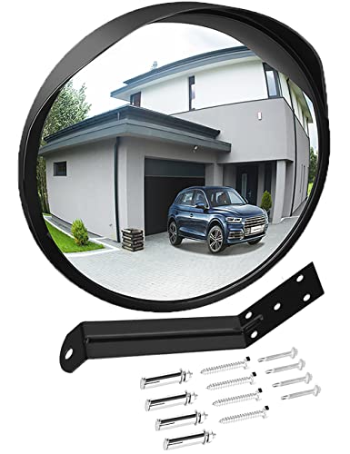 ovsor Convex Mirror Outdoor for Garage and Traffic Driveway Park Assistant, 12 in Security Mirror with Adjustable Fixing Bracket Indoor and Outdoor - Image 1