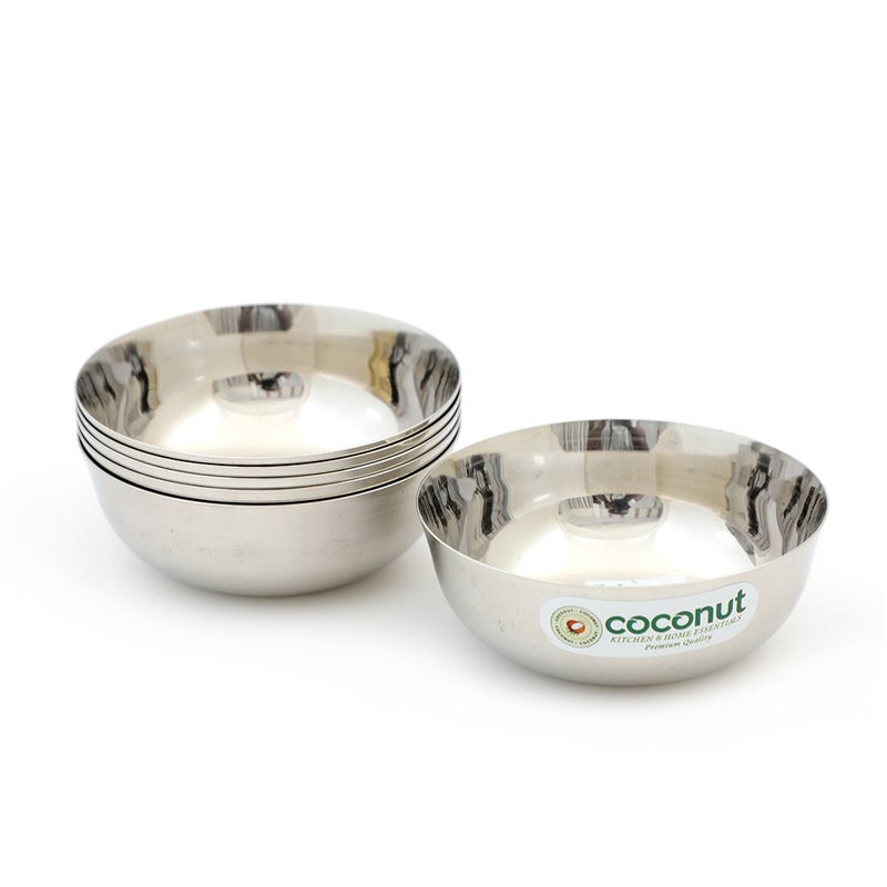 coconut Stainless Steel Chaliya Bowl/Vati/Katori - Set of 6 (9.5 CM Diameter) Capacity Each Bowl 150 ML - Image 3
