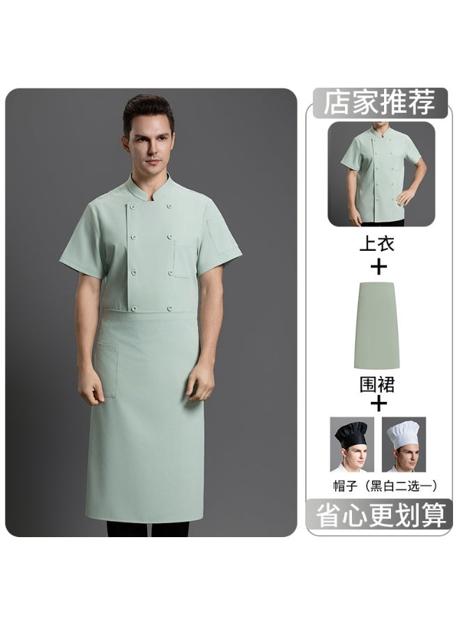 NIBEMINENT Chef Uniform Short Sleeve Kitchen Jacket Restaurant Cook Coat Hotel Catering Clothes Cooking Shirt Baker Waiter Workwear  - Image 1