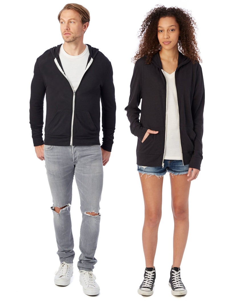 Alternative Men Big and Tall Zip Hoodie, Eco True Black, XX-Large - Image 1