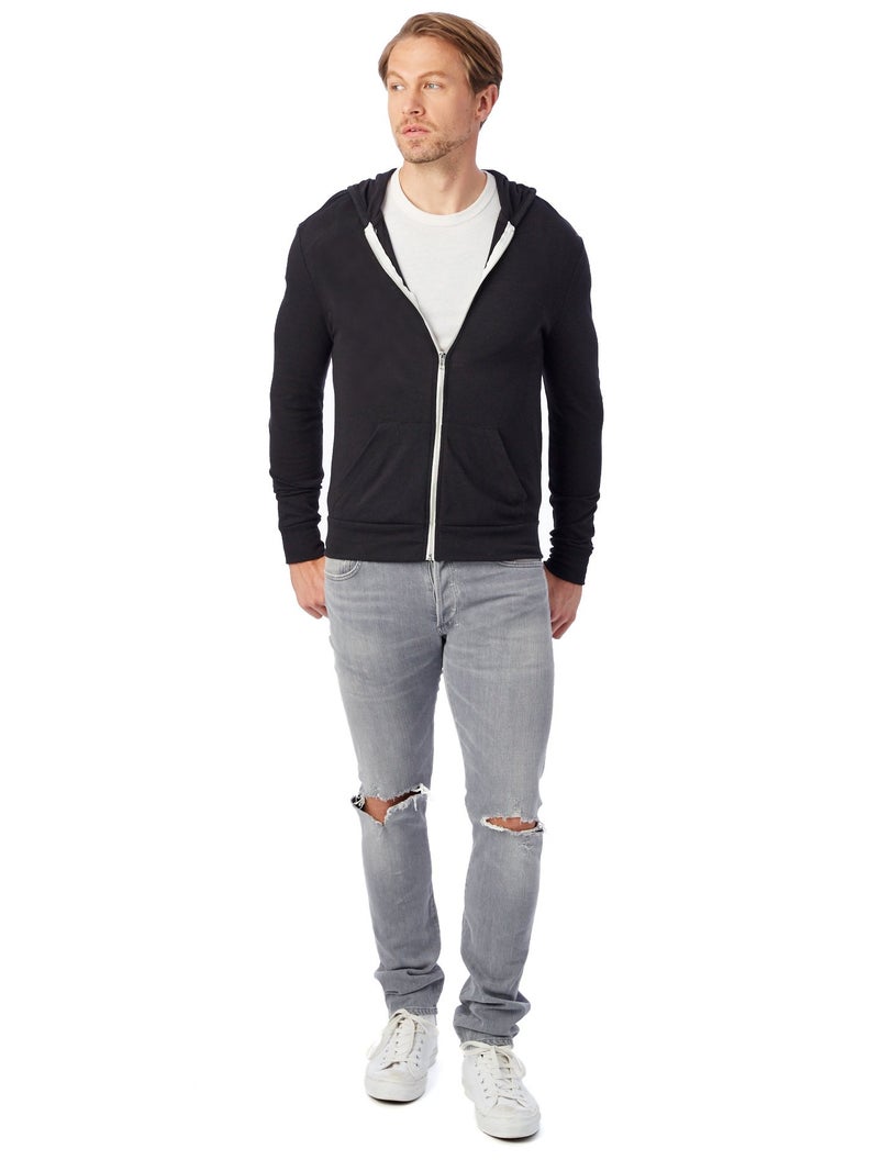 Alternative Men Big and Tall Zip Hoodie, Eco True Black, XX-Large - Image 4
