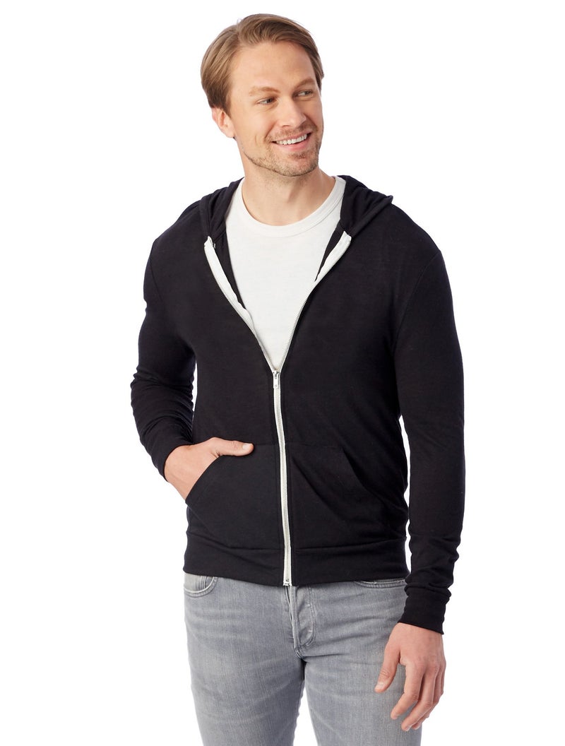 Alternative Men Big and Tall Zip Hoodie, Eco True Black, XX-Large - Image 2