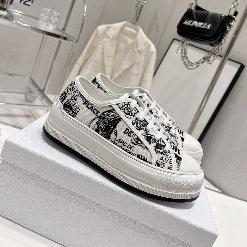 2024 Summer Men'S Shoes Breathable Thick-Soled Canvas Women'S Shoes Increased All-Match Embroidered Cloth Shoes Classic Letter Sports Board Shoes - Image 2
