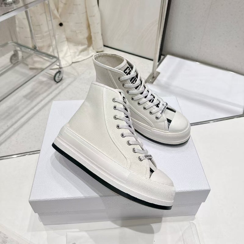 2024 Summer Men'S Shoes Breathable Thick-Soled Canvas Women'S Shoes Increased All-Match Embroidered Cloth Shoes Classic Letter Sports Board Shoes - Image 1