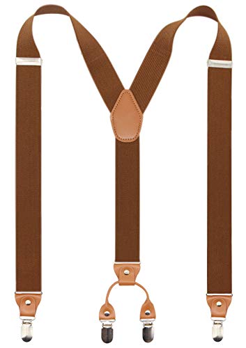 Timiot Men’s Y-Back 4 Metal Clip Elastic Wide Suspenders Perfect For Both Casual&Formal (Coffe) - Image 5
