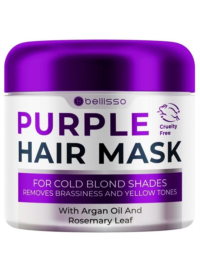 BELLISSO Purple Hair Mask for Blonde Hair - No ​More​ Yellow ​or Copper Tones ​- Deep Conditioner ​for​ Color Treated ​Locks​ ​with​ Keratin ​and​ Moroccan Argan Oil Treatment - Image 1