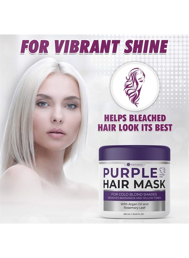 BELLISSO Purple Hair Mask for Blonde Hair - No ​More​ Yellow ​or Copper Tones ​- Deep Conditioner ​for​ Color Treated ​Locks​ ​with​ Keratin ​and​ Moroccan Argan Oil Treatment - Image 4