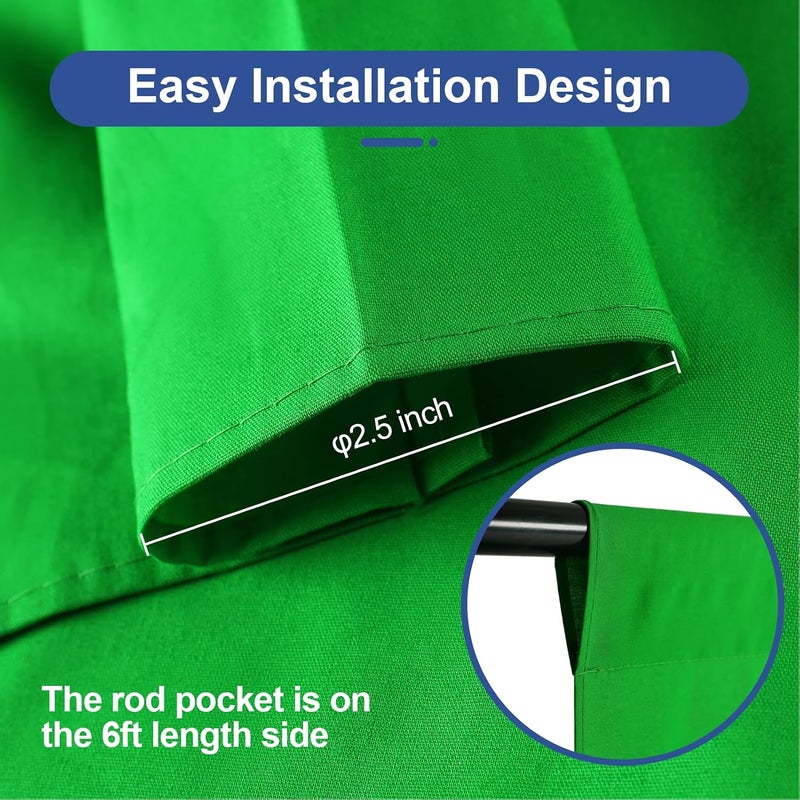 EMART 6x9ft/1.8x2.8m Green Screen, Chroma-Key Greenscreen Cloth Photography Background Photo Backdrop Sheet for Video Studio, Photoshoot, Live Streaming, Zoom, 4 Backdrop Clips Included - Image 3