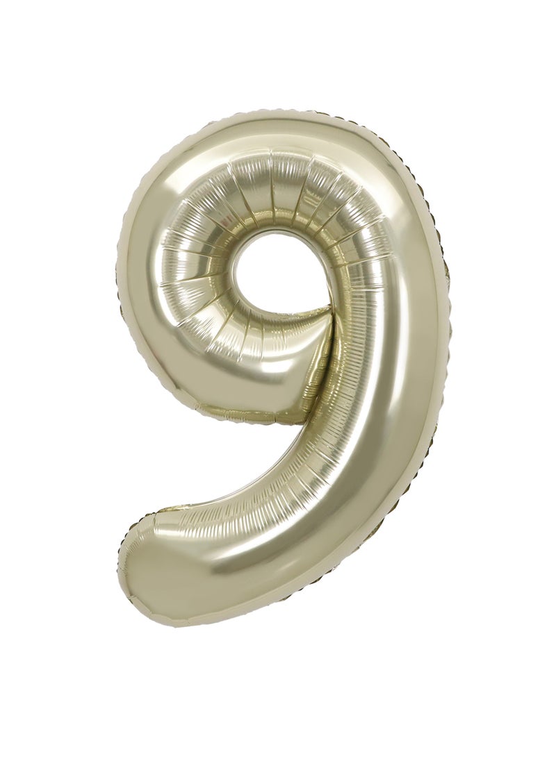 Party Zone White Gold Foil Balloon Number 9 35" 