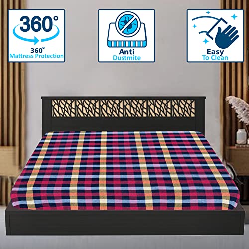 Wings Star Cotton Mattress Cover King Size Bed - 78x72x6 Inches | Mattress Covers/Protector with Zipper Chain | Mattress Protector Cover | King Mattress Cover, Maroon - Image 2
