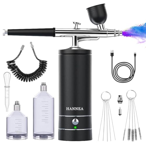 HANNEA® Airbrush-Kit Cordless Rechargeable Airbrush Compressor - Auto Handheld Airbrush Gun, Airbrush Set Portable Wireless Air Brush for Barber, Nail Art, Cake Decor, Makeup, Model Painting - Image 1
