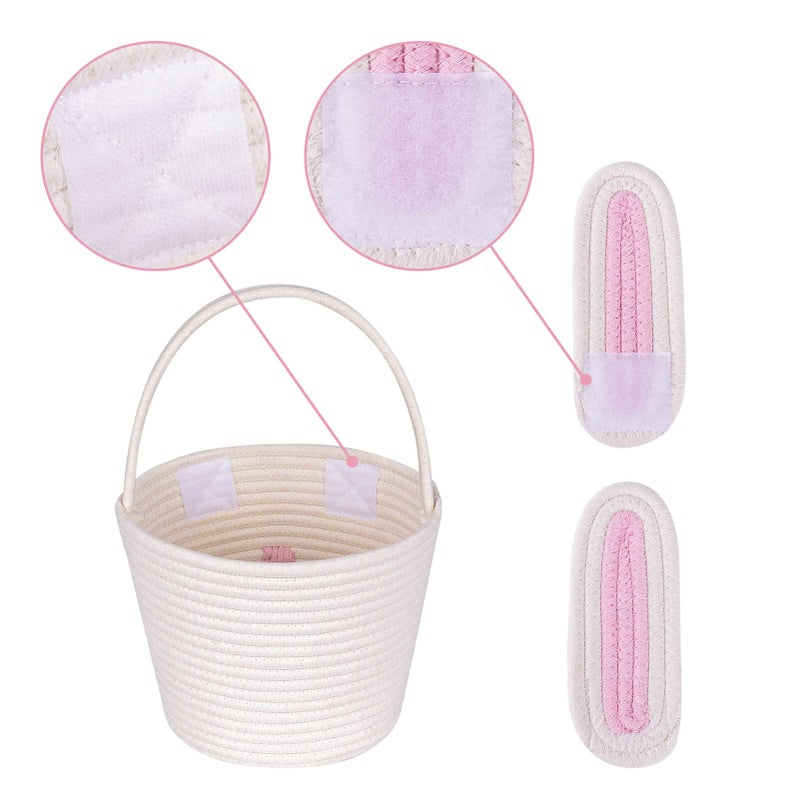 CubesLand Easter Baskets for Kids - 2-Piece Empty Bunny Buckets Set with Handle, Soft & Sturdy Easter Egg Hunt Basket Bags (9.8x7.8x7.8 Inch) - Perfect Easter Gifts for Girls, Boys & Toddlers - Image 4