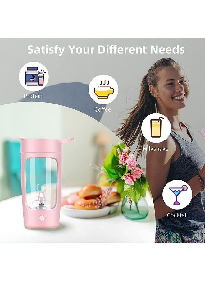 Arabest - Electric Shaker Bottle, 22Oz Shaker Bottles For Protein Mixes, USB-Rechargeable Protein Shakes, Powerful Battery Blender Bottles For Protein, Coffee, Milkshakes(Pink) - Image 1