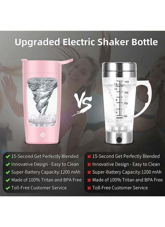 Arabest - Electric Shaker Bottle, 22Oz Shaker Bottles For Protein Mixes, USB-Rechargeable Protein Shakes, Powerful Battery Blender Bottles For Protein, Coffee, Milkshakes(Pink) - Image 1