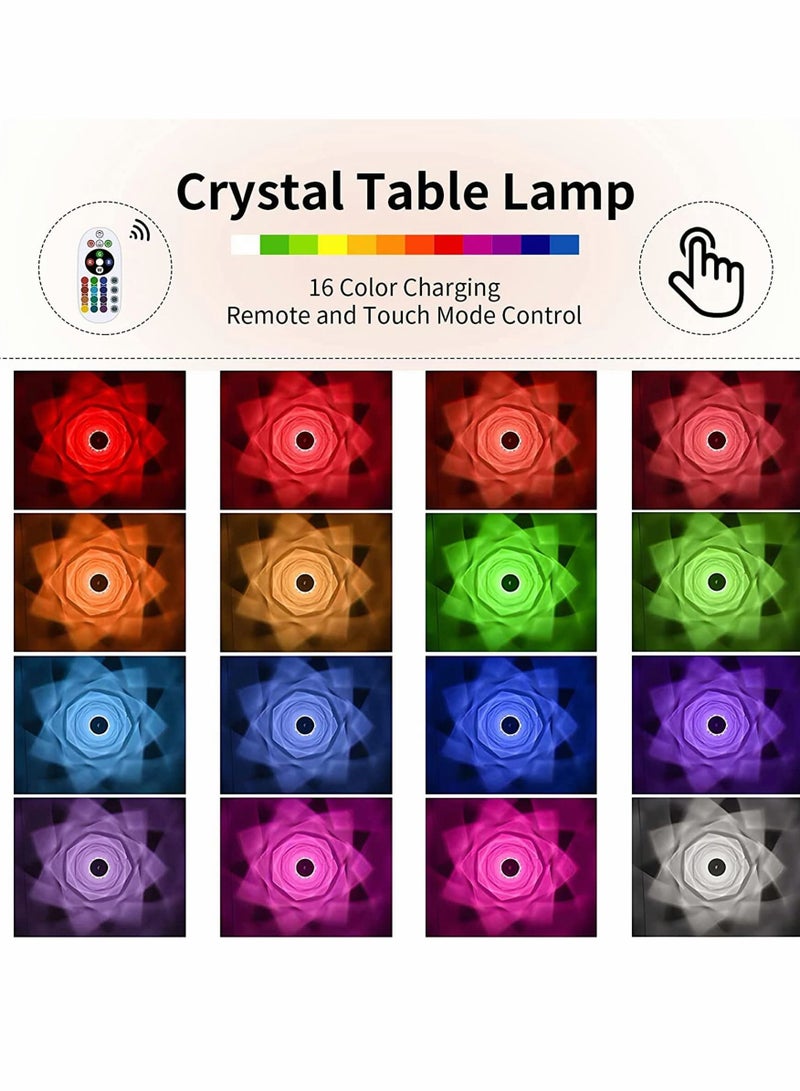 KASTWAVE Crystal Diamond Table Lamp, 16 Color Changing Touch Lamp USB Romantic Rose Diamond Table Lamps, Remote Touch Creative Lights for Bedroom Living Room Party Dinner Decor, Valentines Day - Image 3