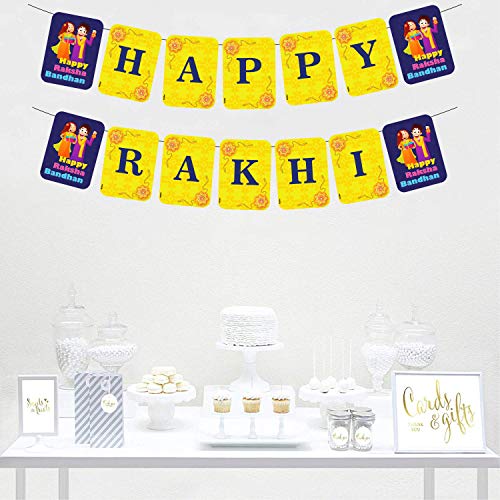 Festiko Raksha Bandhan Photo Booth Props, Banner, Rakhi Combo Deecoration/Rakhi Props for Rakhi Gift for Brother and Sister Props/Happy Rakhi Banner (Happy Rakhi Banner_Yellow) - Image 1