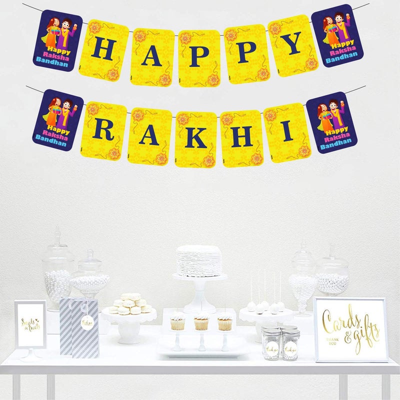 Festiko Raksha Bandhan Photo Booth Props, Banner, Rakhi Combo Deecoration/Rakhi Props for Rakhi Gift for Brother and Sister Props/Happy Rakhi Banner (Happy Rakhi Banner_Yellow) - Image 3