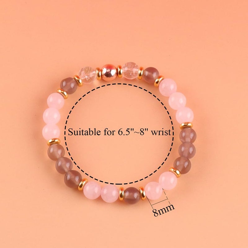 KSQS Healing Stone Bead Bracelet for Women, Natural Gemstones Balance Protection Bracelet, Spiritual Crystal Beads Bracelet Anxiety Relief with Meaning Card(#13) - Image 2