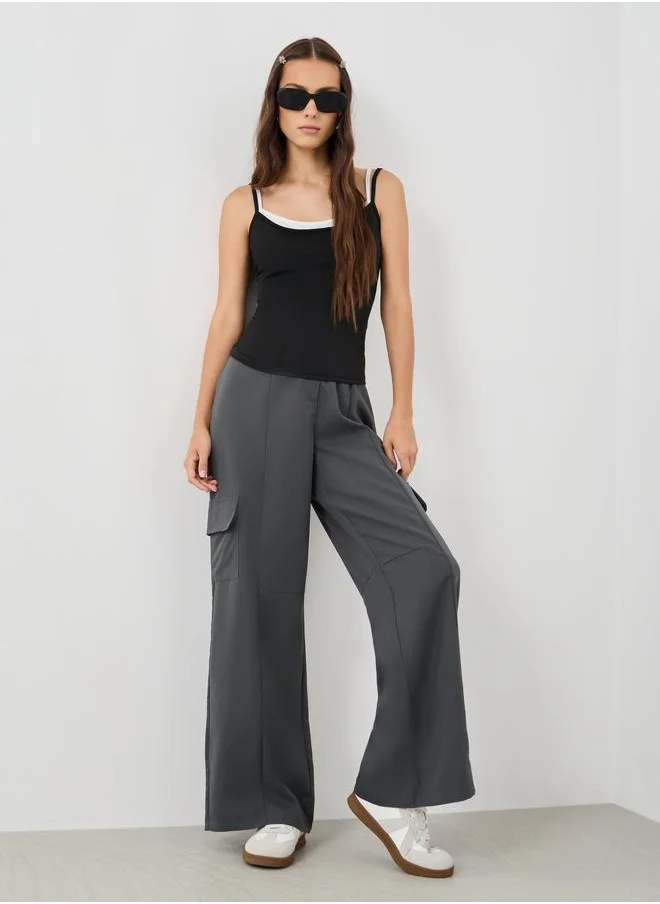 تايك تو Take Two Solid Contrast Neckline Strappy Cami Top