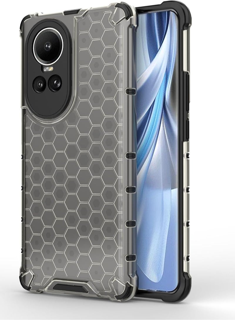Case Cover Honeycomb Case Shockproof Camera Protection Cover Compatible with Oppo Reno 10 / Reno 10 Pro (Grey & Black) - Image 1