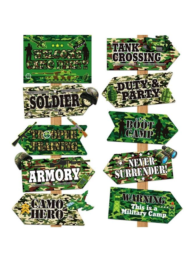 Chinco 20 Pieces Camo Party Signs Camoflauge Birthday Decorations Camo Signs Camo Birthday Sign Camoflauge Birthday Party Supplies For Kids Boys Military Themed Outdoor Indoor Decor 10 Styles - Image 2