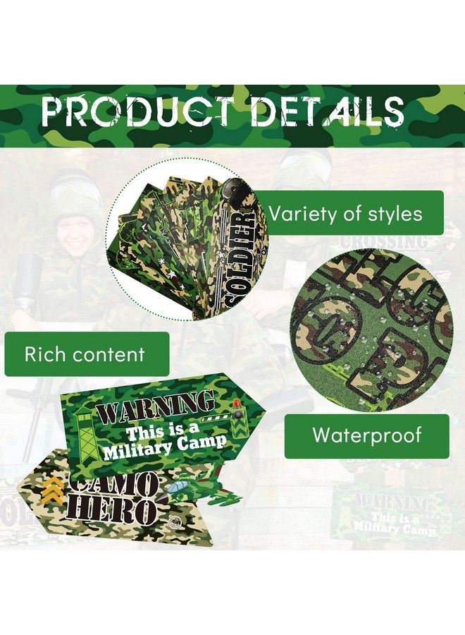 Chinco 20 Pieces Camo Party Signs Camoflauge Birthday Decorations Camo Signs Camo Birthday Sign Camoflauge Birthday Party Supplies For Kids Boys Military Themed Outdoor Indoor Decor 10 Styles - Image 4