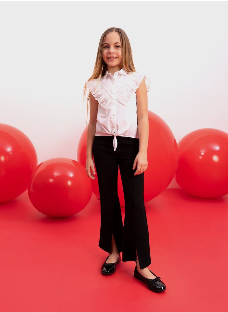 DeFacto - Girl Black Spanish Slit Leg Trousers - Image 1