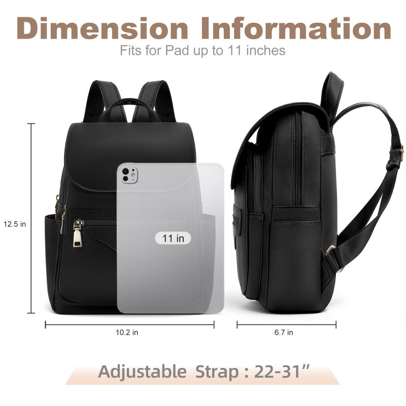 SYTRAH Mini Backpack Purse for Women, Causal Small Backpack with Built-in RFID Wallet & 11" Tablet Sleeve, Stylish Travel Daypack for Daily Black - Image 4
