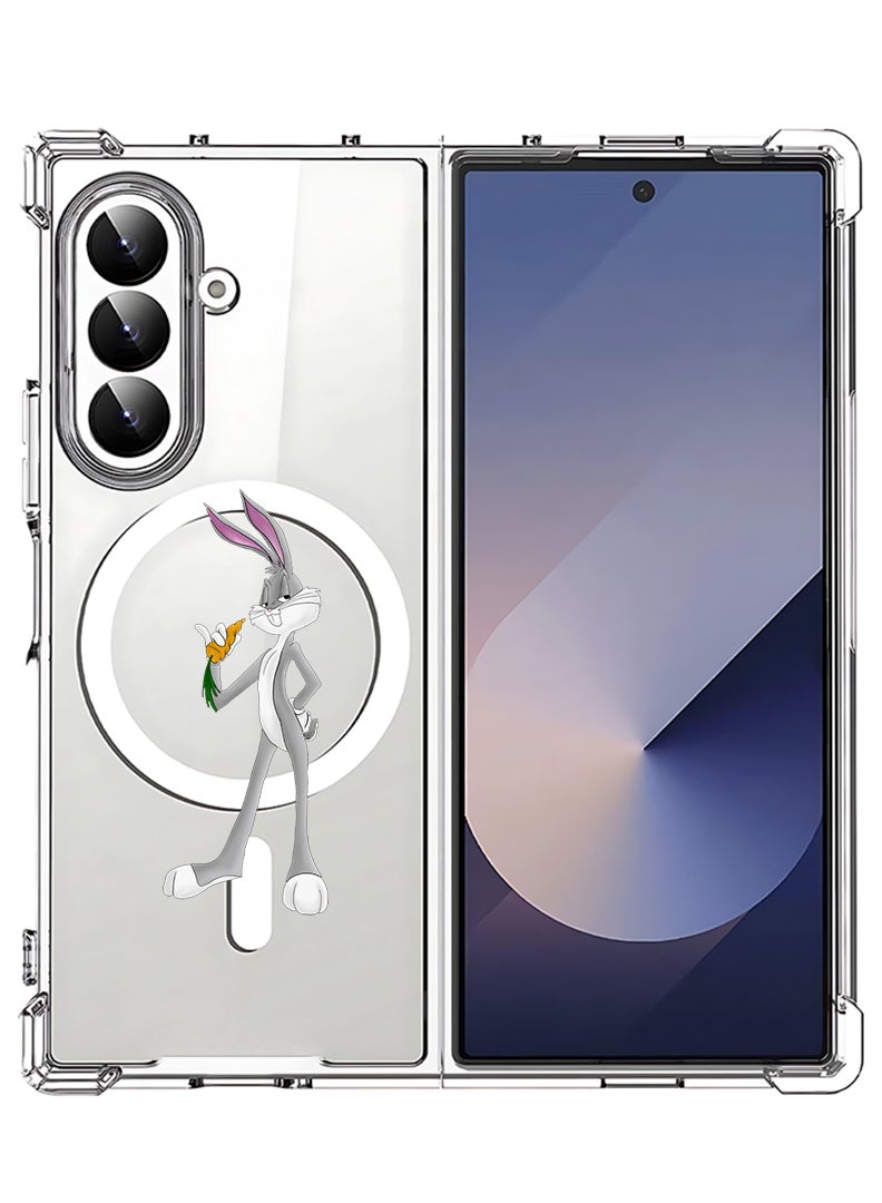 Theodor Magnetic Case for Samsung Galaxy Z Fold 7 Compatible with MagSafe Wireless Charging, Shockproof Phone Bumper Cover rabbit (2) - Image 1