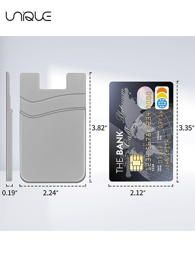 Unique 3Pcs Phone Wallet, Phone Card Holder for Back of Phone Case, Dual Pocket Phone Wallet Stick On Compatible for iPhone, Samsung and Most of Cell Phone (Black, White, Grey)  - Image 2