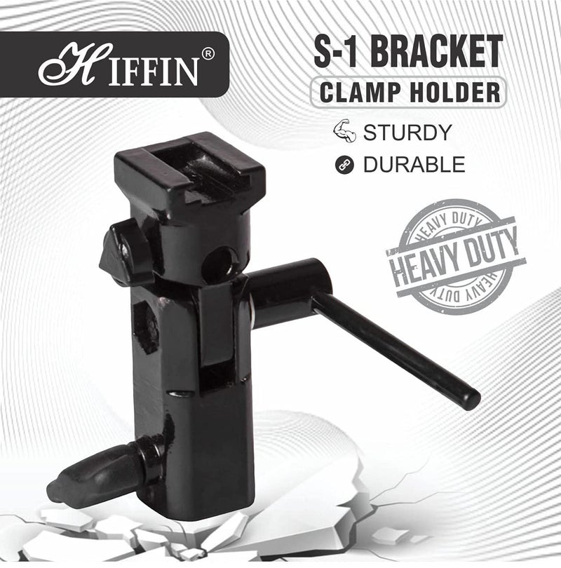 HIFFIN S1 Umbrella Bracket Heavy Duty Flash Light Stand Umbrella Holder B Bracket Speedlite Holder (CNC Aluminium) in Black Color - Image 3