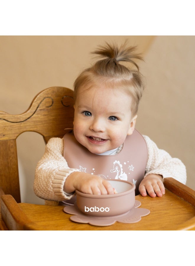 Baboo Baby Silicone Waterproof Bibs for babies and toddler with 6 Adjustable Neckline Buttons | Baby Feeding Bib for infants with Reusable, Easy Cleaning Bibs for Boys and Girls 4 Month Up  (Au Naturale) - Image 2