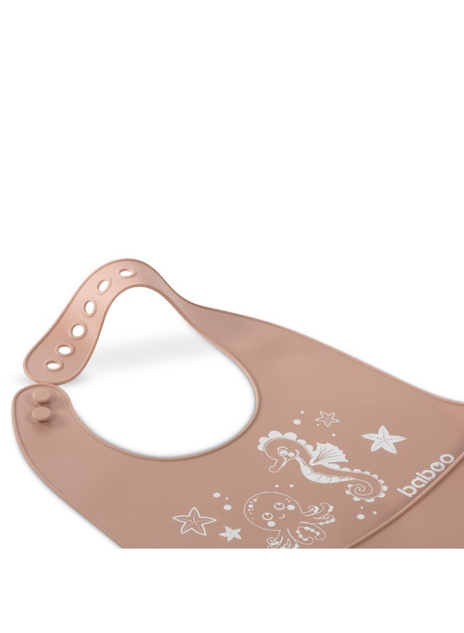 Baboo Baby Silicone Waterproof Bibs for babies and toddler with 6 Adjustable Neckline Buttons | Baby Feeding Bib for infants with Reusable, Easy Cleaning Bibs for Boys and Girls 4 Month Up  (Au Naturale) - Image 5