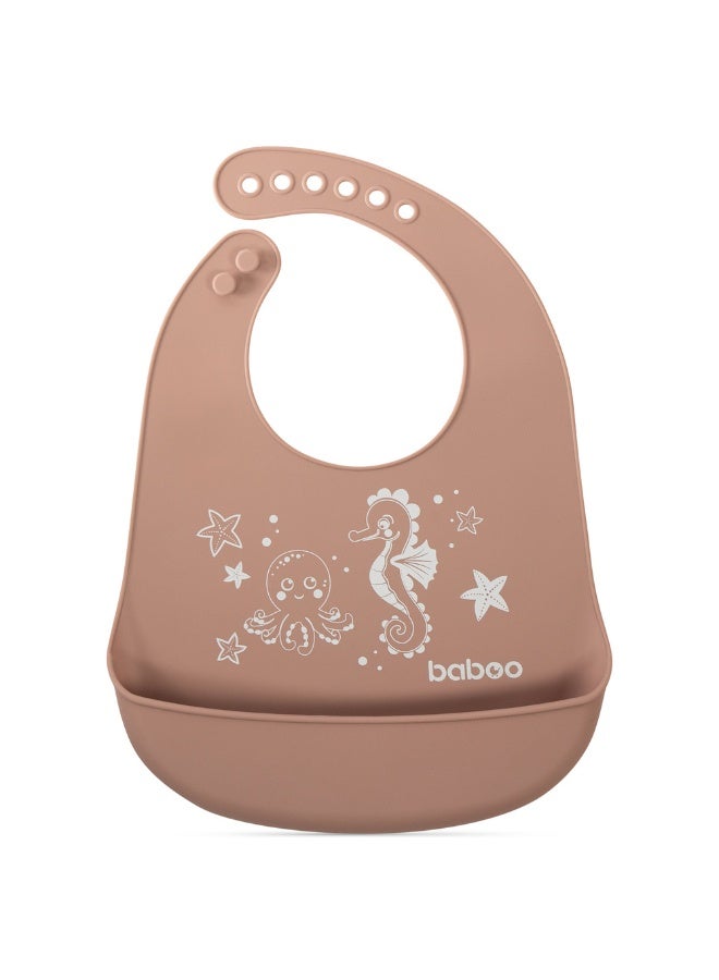 Baboo Baby Silicone Waterproof Bibs for babies and toddler with 6 Adjustable Neckline Buttons | Baby Feeding Bib for infants with Reusable, Easy Cleaning Bibs for Boys and Girls 4 Month Up  (Au Naturale) - Image 4